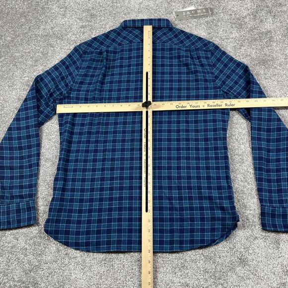Jachs Flannel Shirt Mens Medium Button Down Plaid Soft Stretch Blue NWT - Picture 10 of 14
